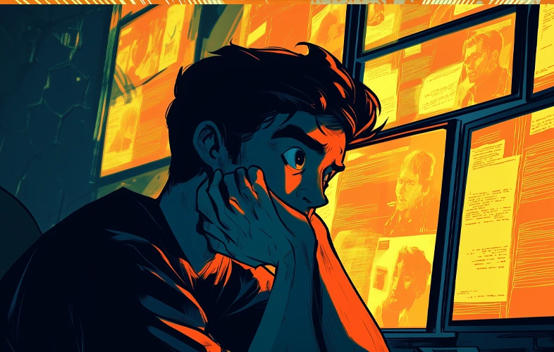 Confused user trying to navigate your bloated onboarding process—good luck keeping them around